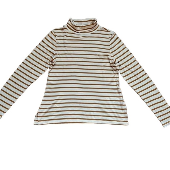 Old Navy women’s gold and cream striped turtle neck Size Large - Picture 1 of 9